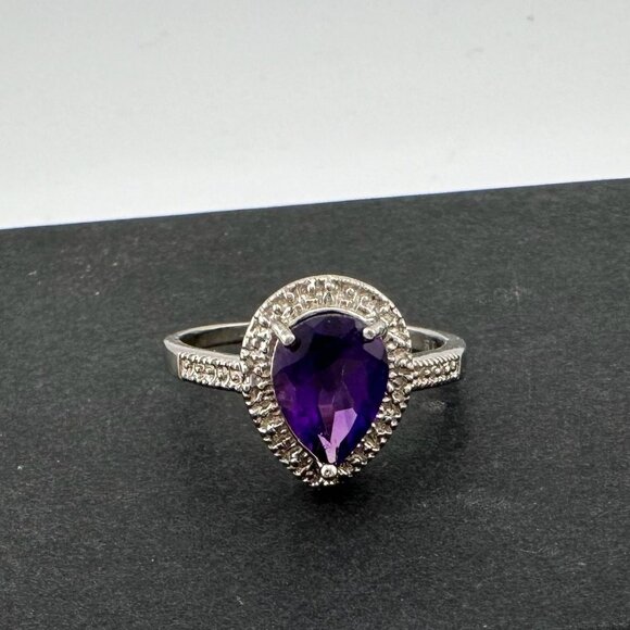 2.24 Carat Natural Amethyst Ring Size 8.25 - Sterling Silver Setting - Diamond A - Picture 16 of 16